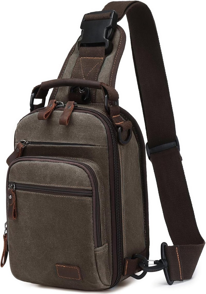 NerIion Nerlion Sling Bag for Men Waxed Canvas Crossbody Bag Chest Bag Water Resistant Shoulder Bag Casual Daypack - Image 1
